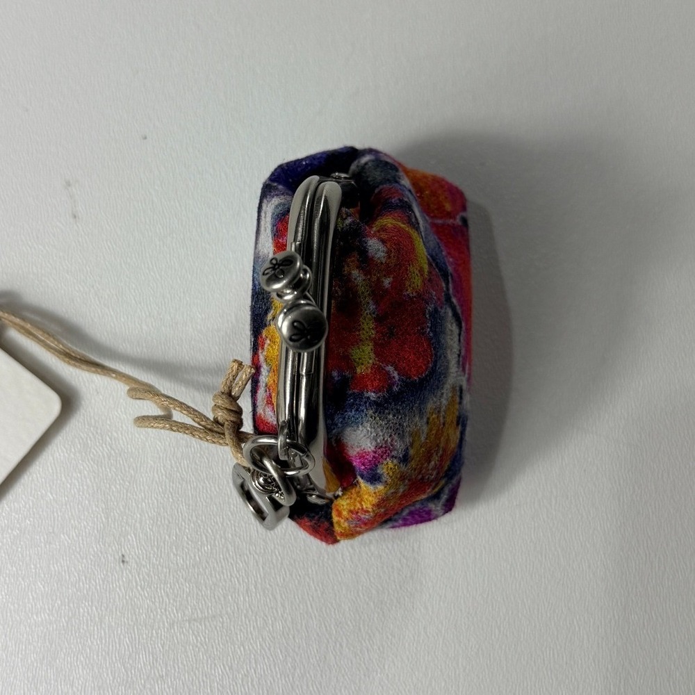 HOBO Run Poppy Floral Leather Kiss Lock Coin Purse Keychain VI-34021POPY New - Picture 9 of 10